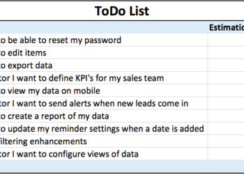 To-do list for Product Backlog