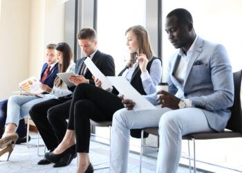 Stressful people waiting for job interview